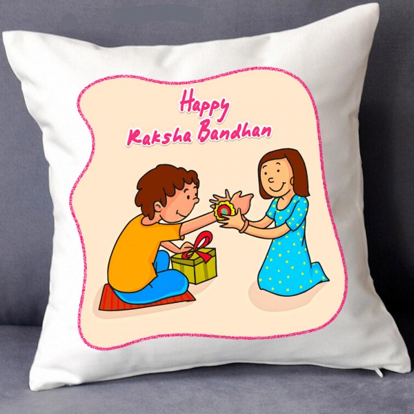 GRABADEAL Colorful Happy Raksha Bandhan Cushions gift for Sisters